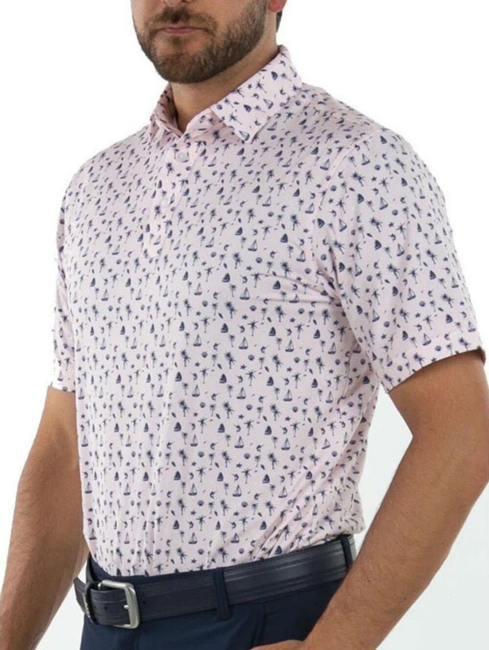 Straight Down Coastal Polo Golf Shirt Mens Medium Performance Wear Active Pink